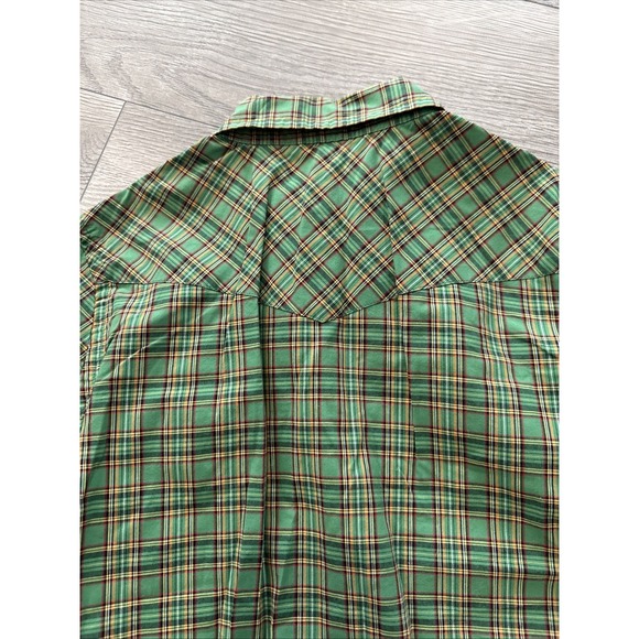 Polo Ralph‎ Lauren Shirt Boys S (8) Green Plaid Button-Up Pearl Snap - Picture 7 of 7